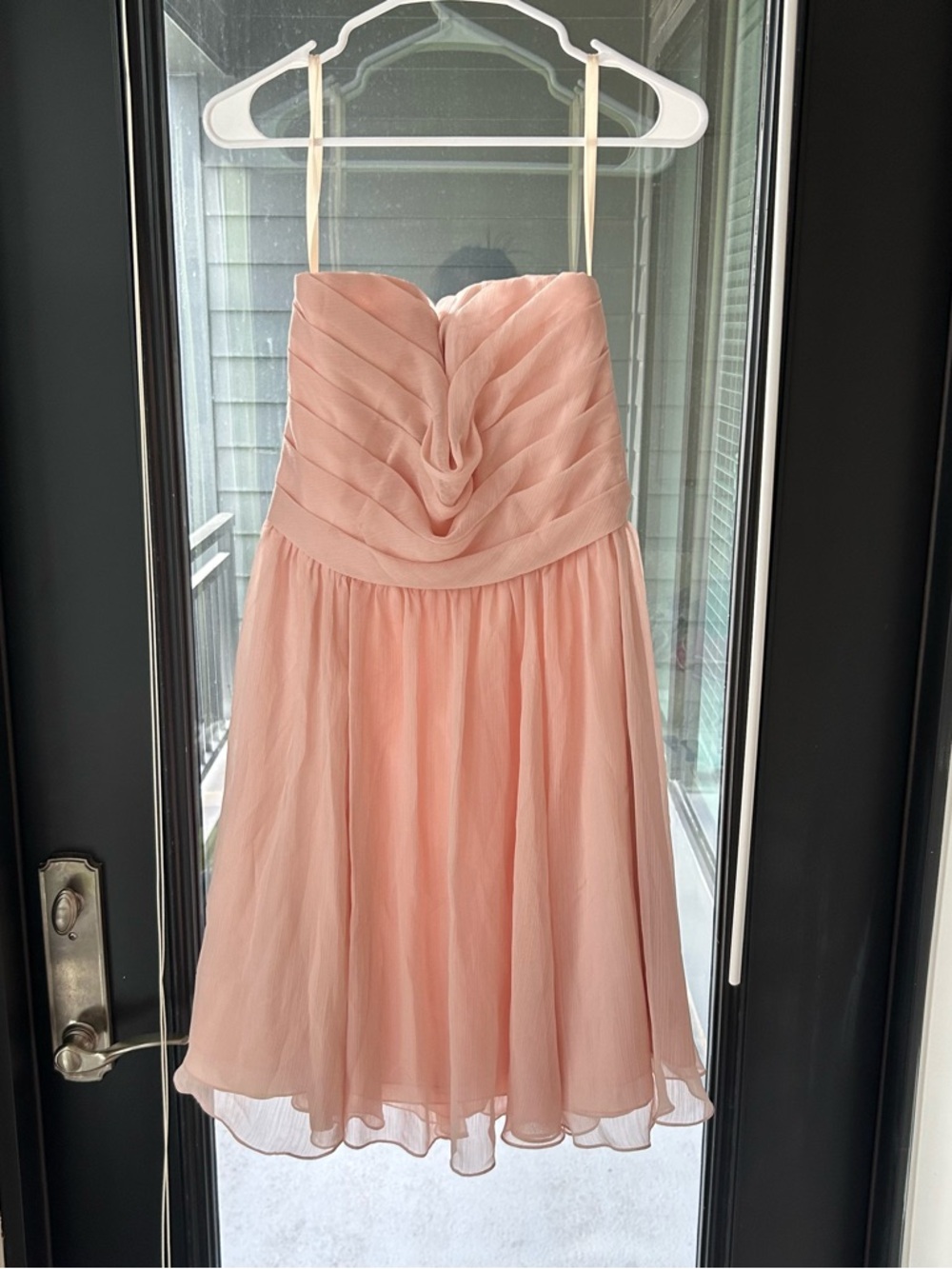 Peach Strapless Chiffon Cocktail Dress